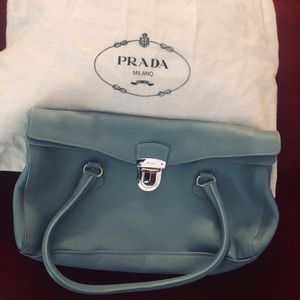 PRADA Leather Foldover Pushlock Bag